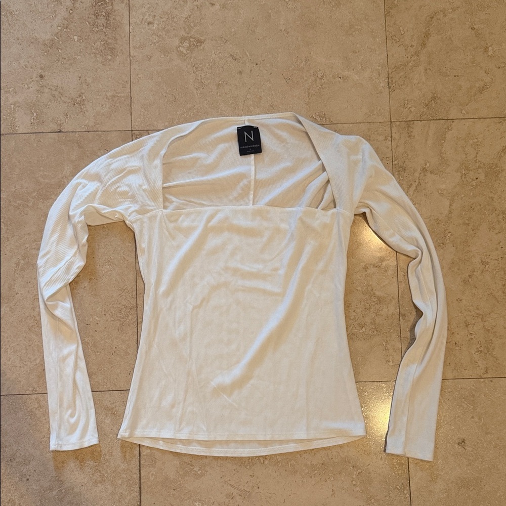 Naked Wardrobe Off-White Long Sleeve Top